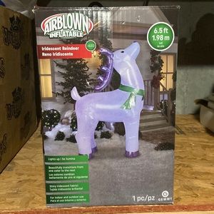 GEMMY CHRISTMAS NWT Airblown Inflatable LED 6.5' Tall Iridescent Reindeer NIB